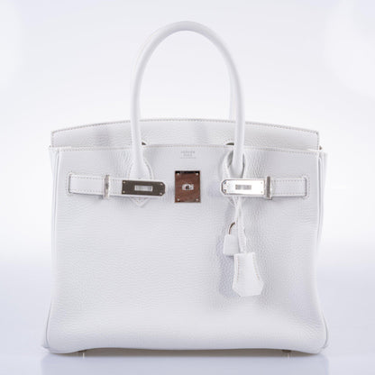 Hermes Birkin 30 White Clemence with Palladium Hardware - 2016, X