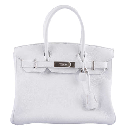 Hermes Birkin 30 White Clemence with Palladium Hardware - 2016, X