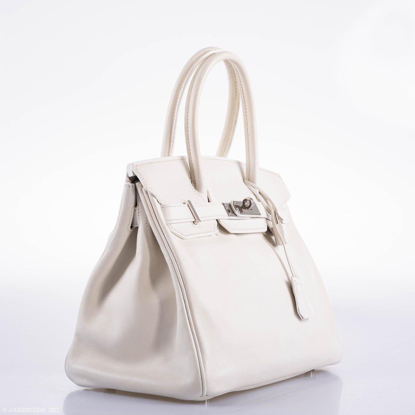 Hermes Birkin 30 White Swift with Palladium Hardware - 2007, K Square