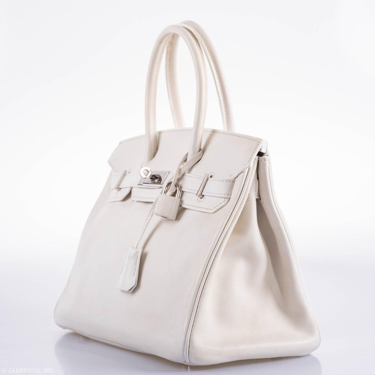 Hermes Birkin 30 White Swift with Palladium Hardware - 2007, K Square