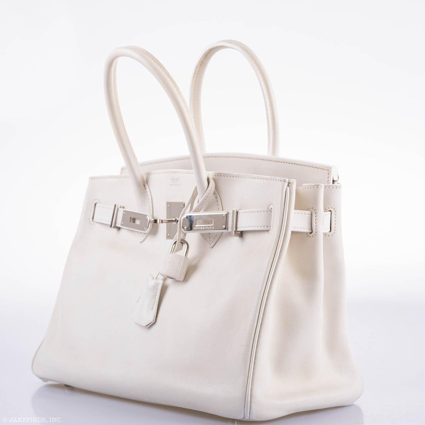 Hermes Birkin 30 White Swift with Palladium Hardware - 2007, K Square