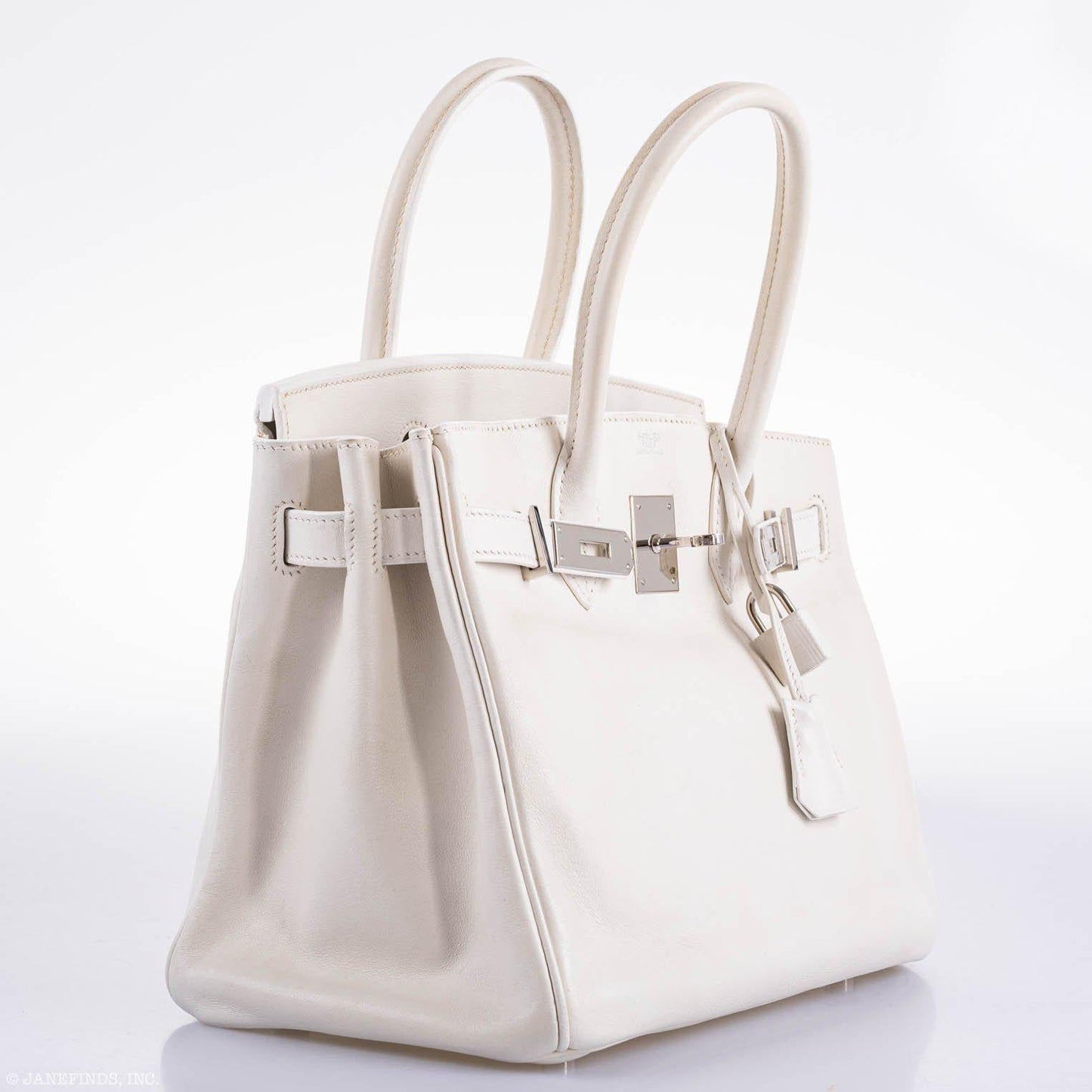 Hermes Birkin 30 White Swift with Palladium Hardware - 2007, K Square