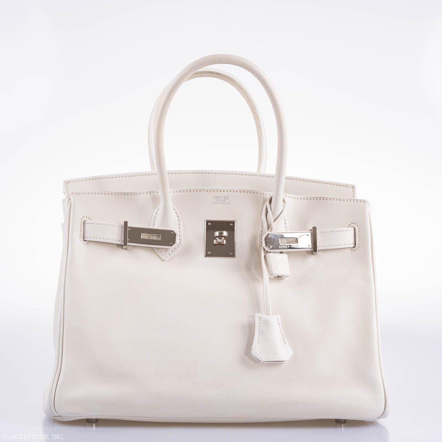 Hermes Birkin 30 White Swift with Palladium Hardware - 2007, K Square