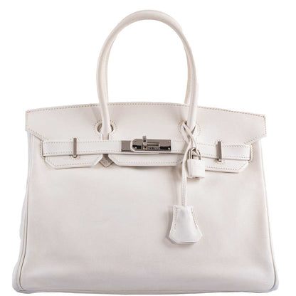 Hermes Birkin 30 White Swift with Palladium Hardware - 2007, K Square