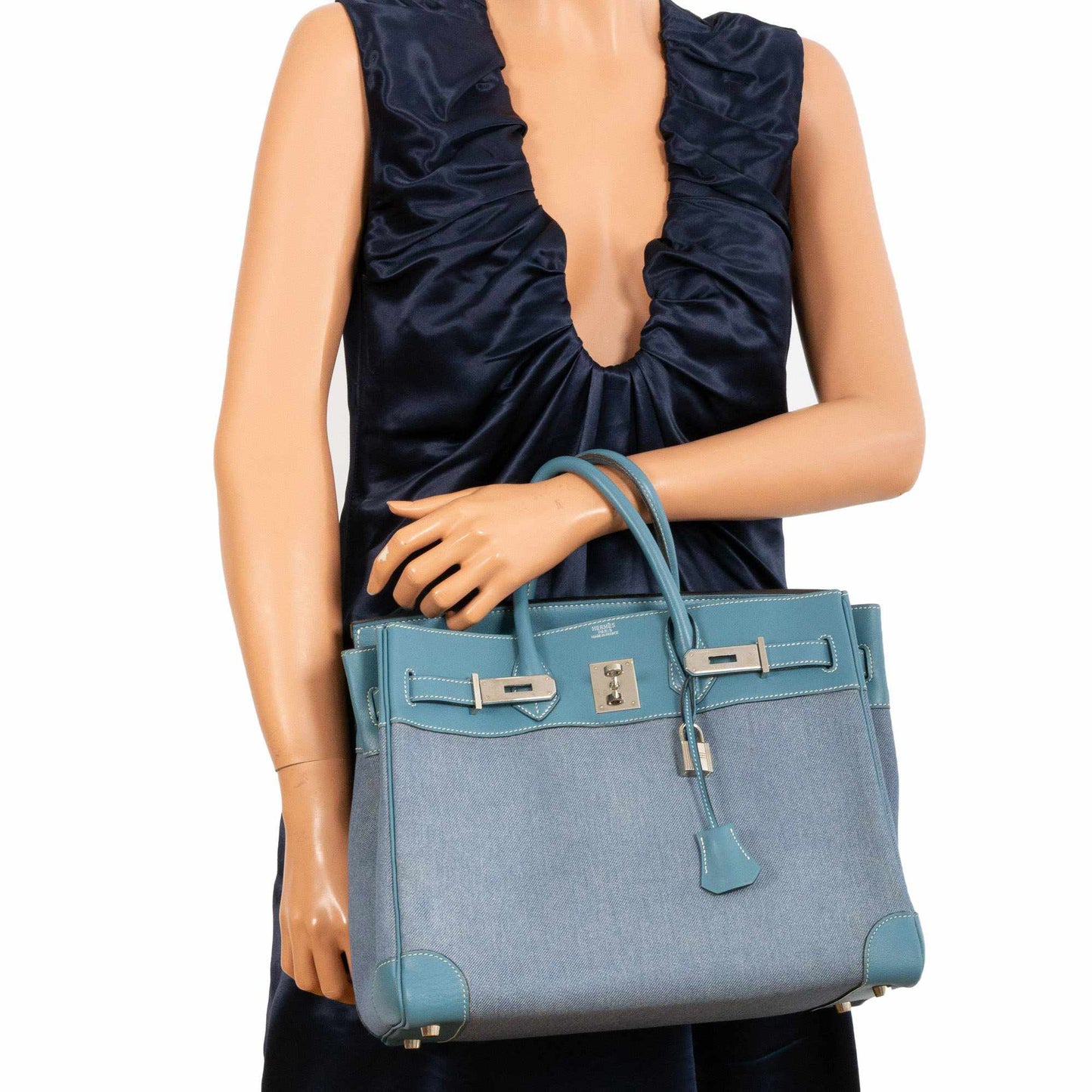 Hermes Birkin 32 HAC Denim & Blue Jean Gulliver Leather Palladium Hardware