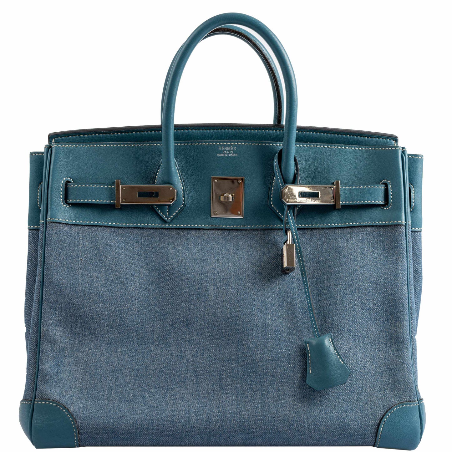 Hermes Birkin 32 HAC Denim & Blue Jean Gulliver Leather Palladium Hardware