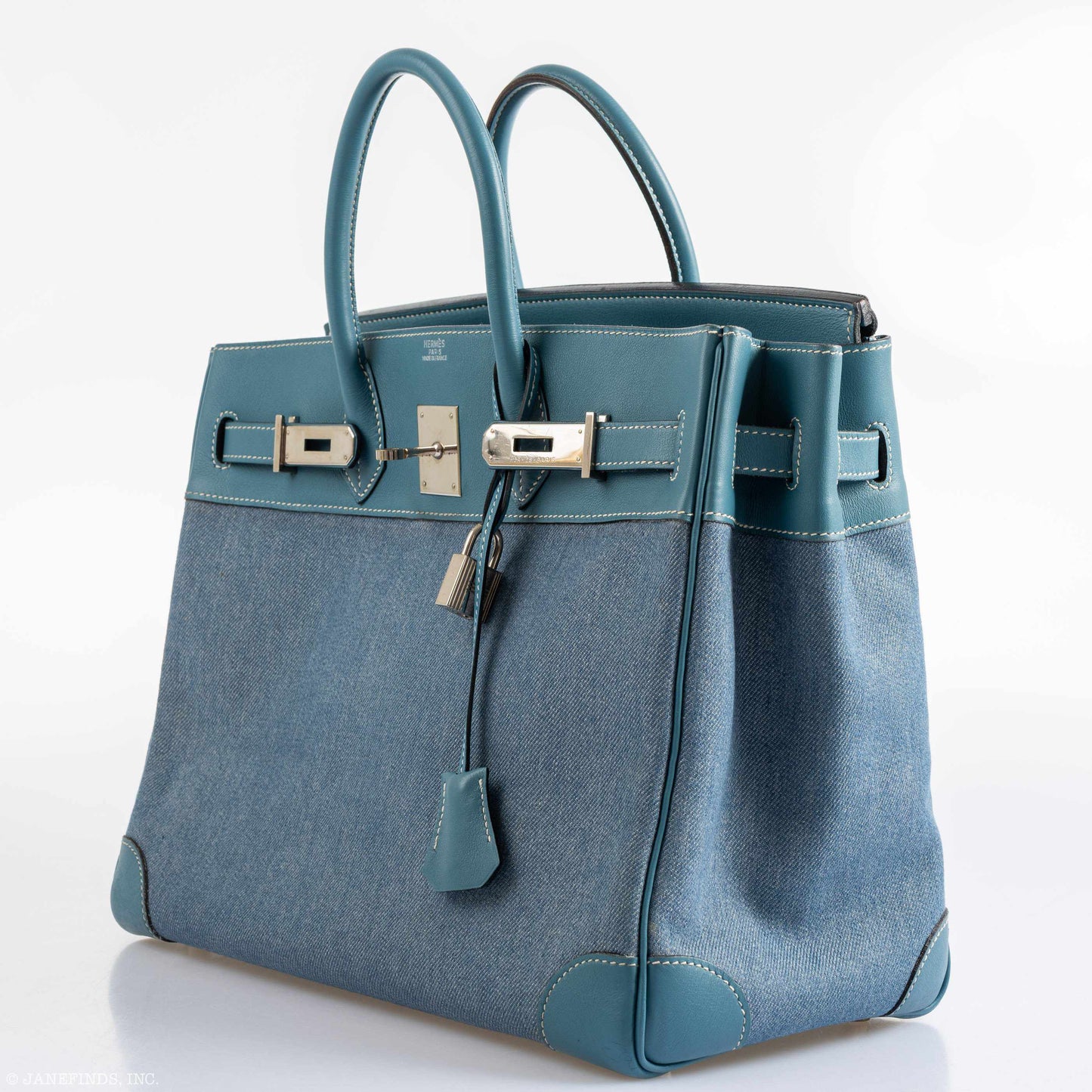 Hermes Birkin 32 HAC Denim & Blue Jean Gulliver Leather Palladium Hardware