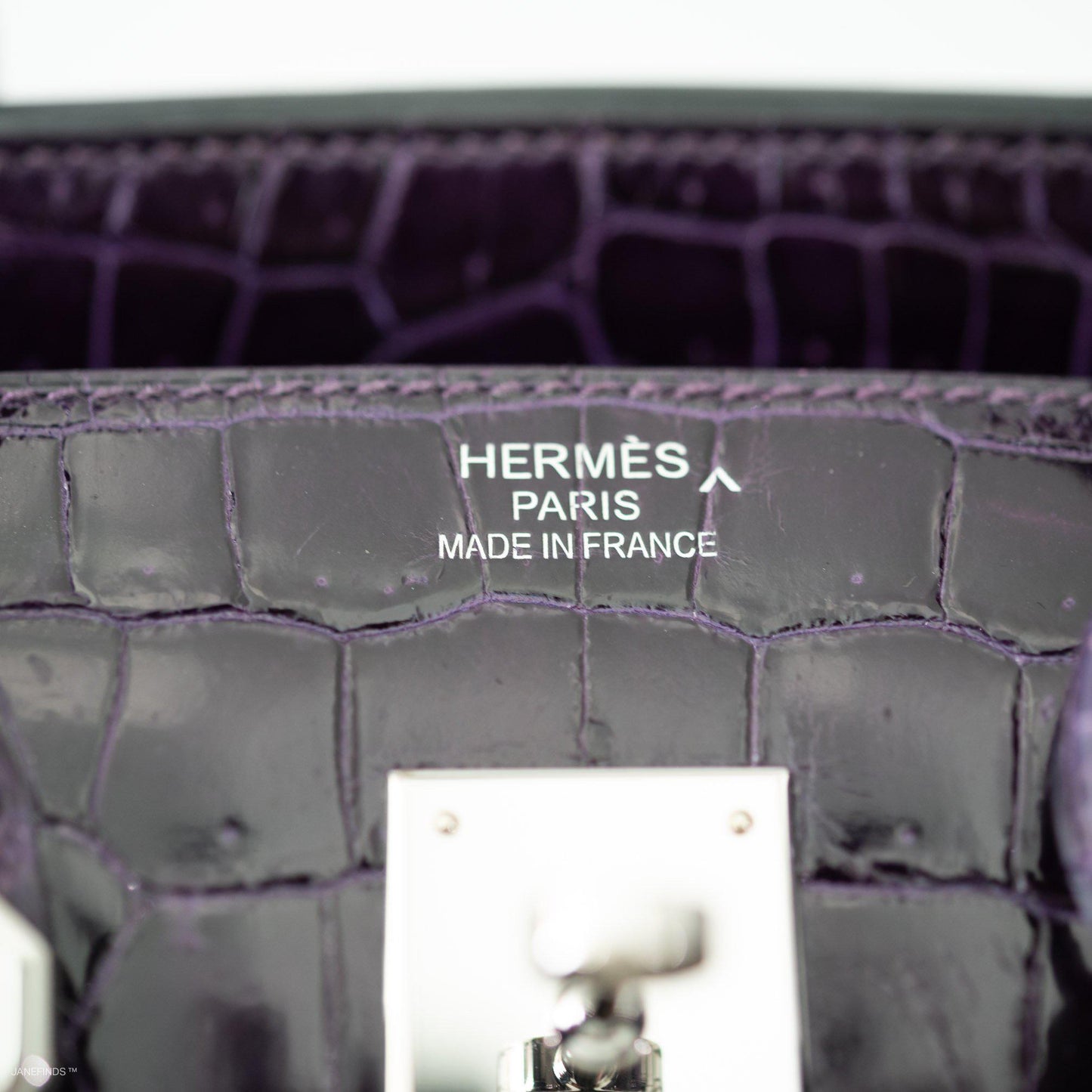 Hermes Birkin 35 Amethyst Porosus Crocodile with Palladium Hardware - 2009, M Square