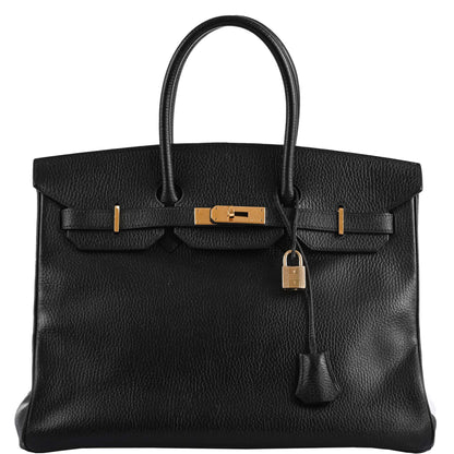 Hermes Birkin 35 Black Ardenne Gold Hardware - C Square