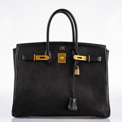 Hermes Birkin 35 Black Ardennes Gold Hardware - Square A