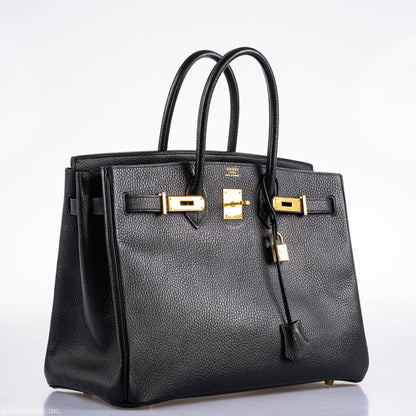 Hermes Birkin 35 Black Ardennes Gold Hardware - Square A