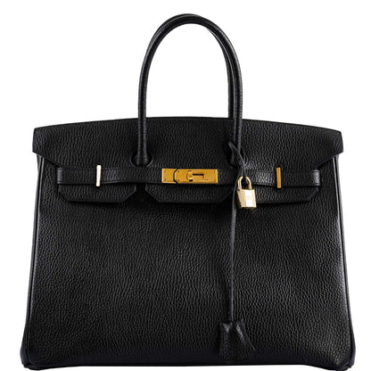 Hermes Birkin 35 Black Ardennes Gold Hardware - Square A