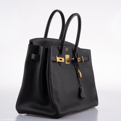 Hermes Birkin 35 Black Clemence Leather Gold Hardware - Square N