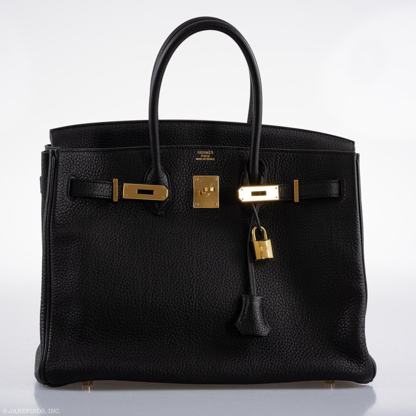 Hermes Birkin 35 Black Clemence Leather Gold Hardware - Square N