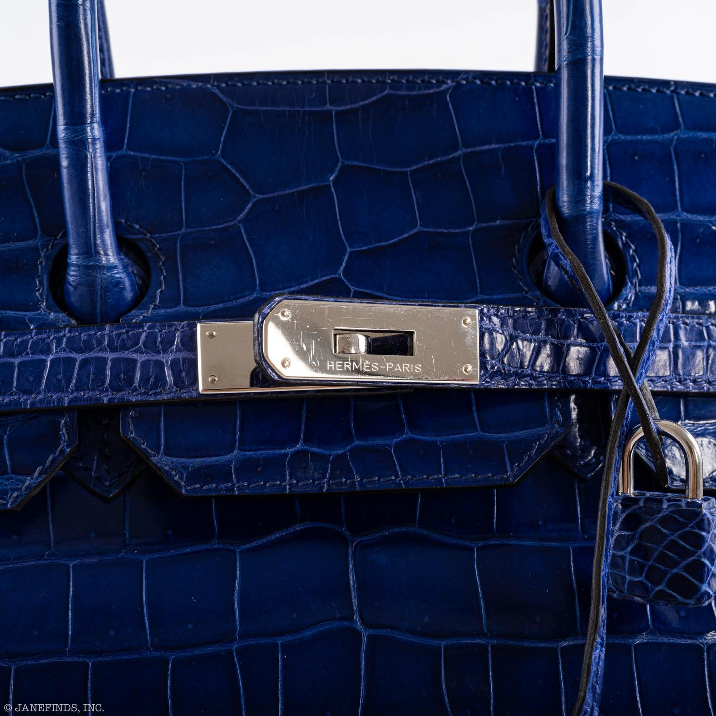 Hermes Birkin 35 Blue Electric Porosus Crocodile Palladium Hardware - 2012, P Square