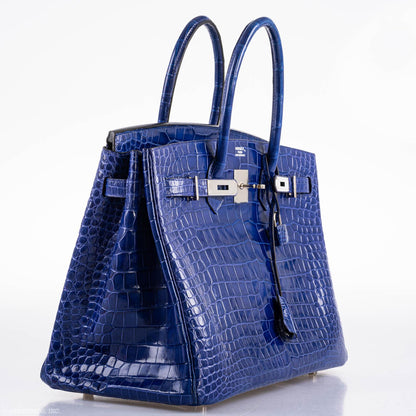 Hermes Birkin 35 Blue Electric Porosus Crocodile Palladium Hardware - 2012, P Square