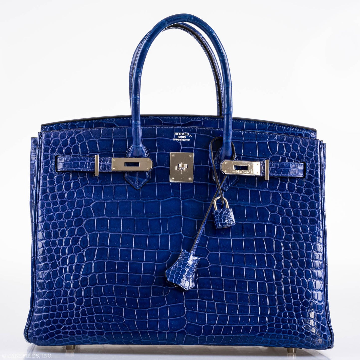 Hermes Birkin 35 Blue Electric Porosus Crocodile Palladium Hardware - 2012, P Square