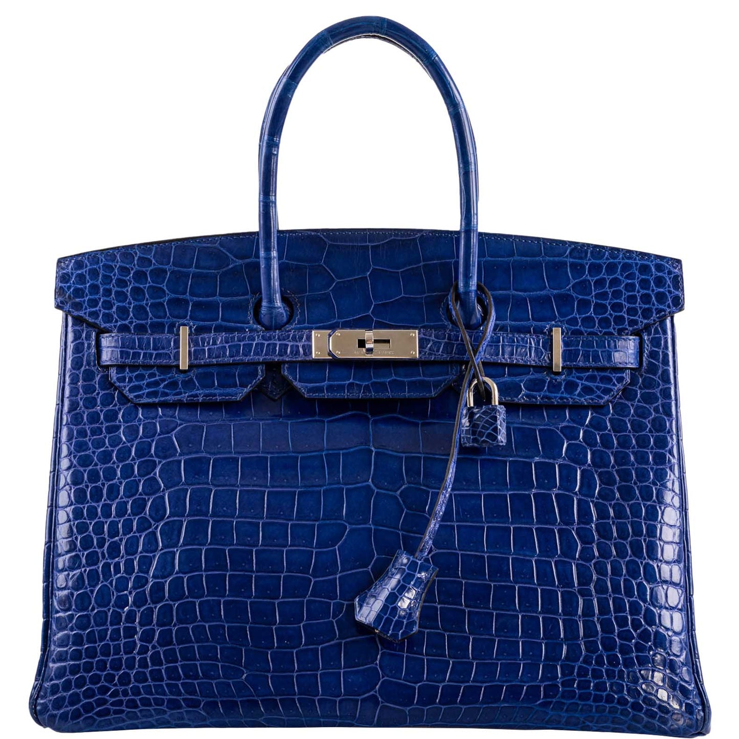 Hermes Birkin 35 Blue Electric Porosus Crocodile Palladium Hardware - 2012, P Square