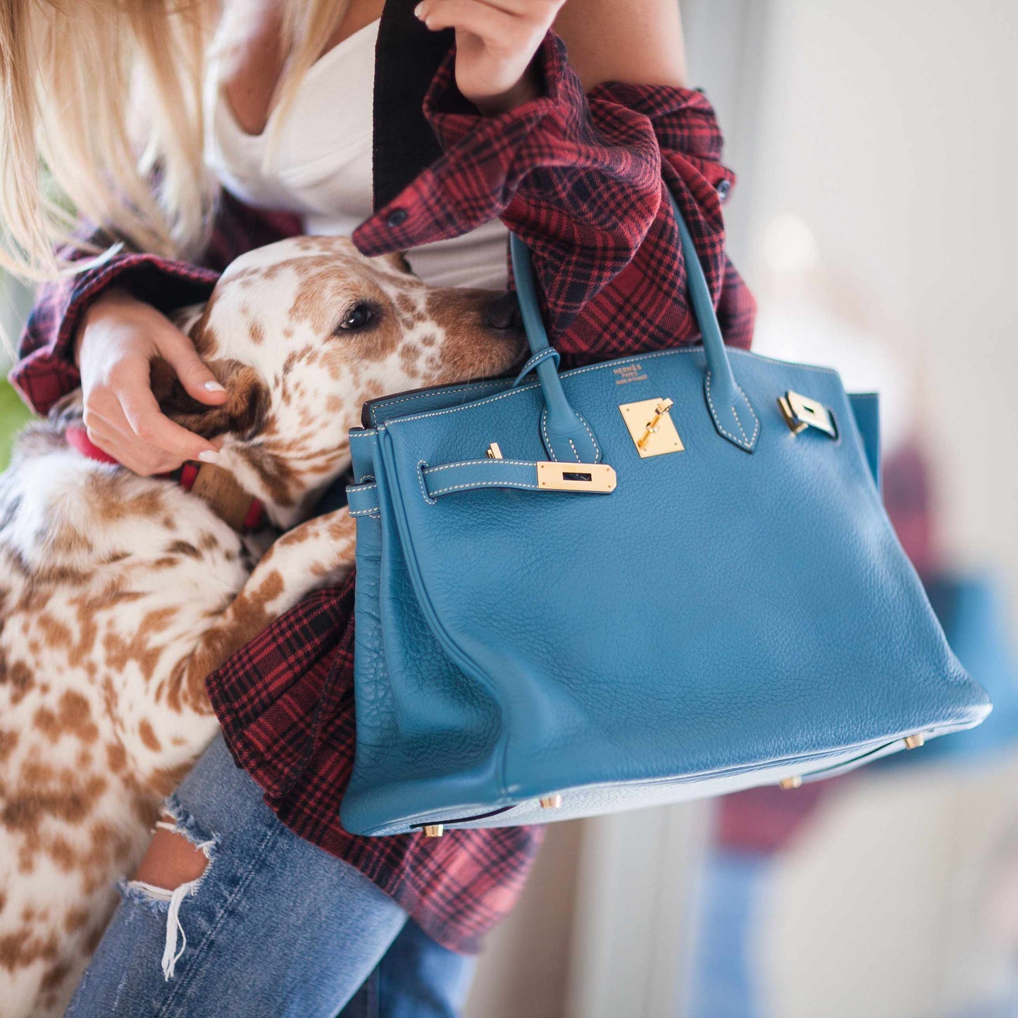 Hermes Birkin 35 Blue Jean Togo Gold Hardware - Square G