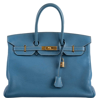 Hermes Birkin 35 Blue Jean Togo Gold Hardware - Square G