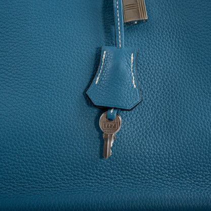 Hermes Birkin 35 Blue Jean Togo with Palladium Hardware - 2008, K Square