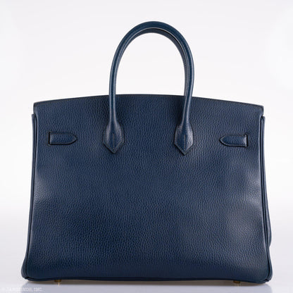 Hermes Birkin 35 Blue Saphire Ardennes leather Gold Hardware - Z Circle