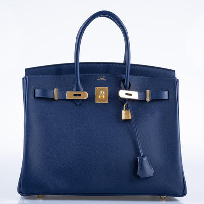 Hermes Birkin 35 Blue Saphire Epsom with Gold Hardware - 2016, X