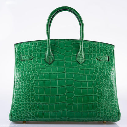 Hermes Birkin 35 Cactus Matte Alligator Gold Hardware - 2014, R