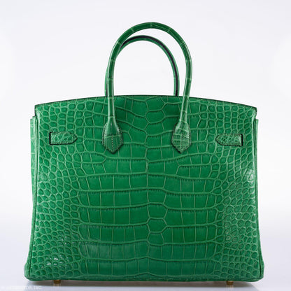 Hermes Birkin 35 Cactus Matte Alligator Gold Hardware - 2014, R