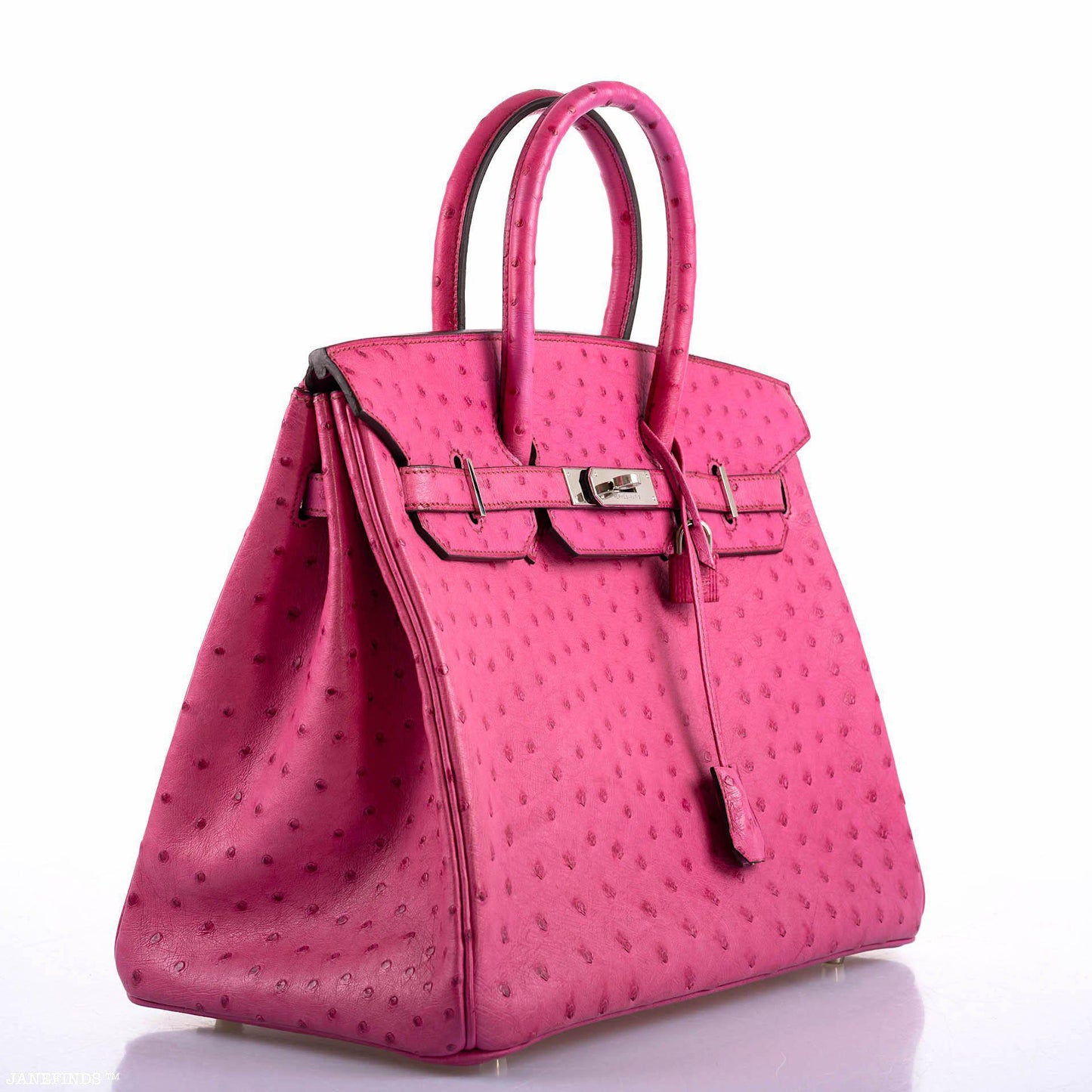 Hermes Birkin 35 Fuchsia Ostrich with Palladium Hardware - 2004, H Square