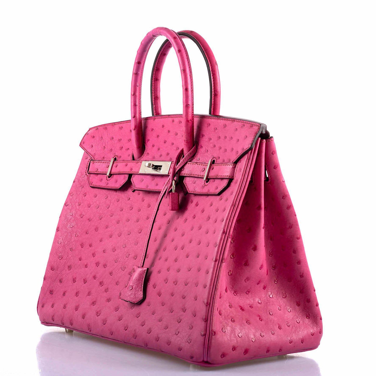 Hermes Birkin 35 Fuchsia Ostrich with Palladium Hardware - 2004, H Square