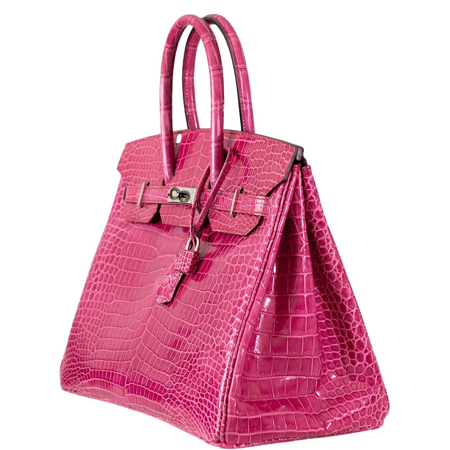 Hermes Birkin 35 Fuchsia Porosus Crocodile with Palladium Hardware - 2011, O Square