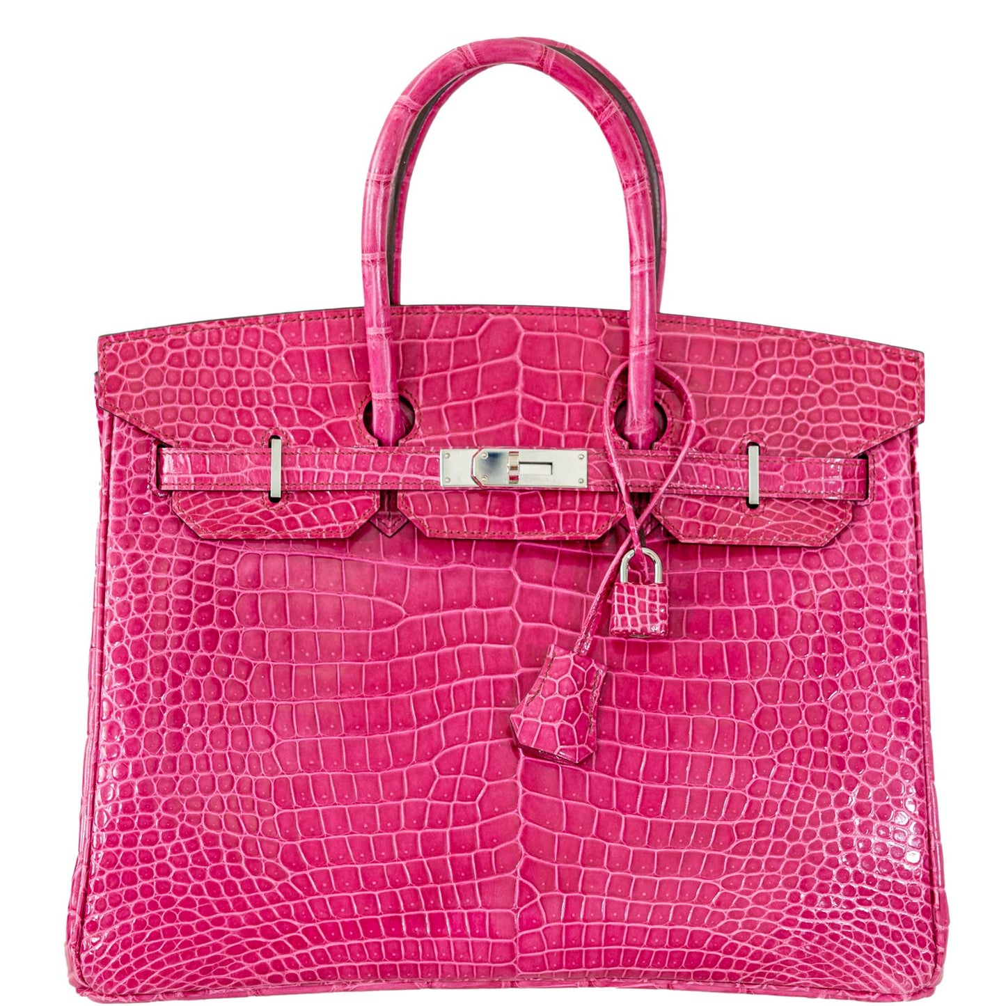 Hermes Birkin 35 Fuchsia Porosus Crocodile with Palladium Hardware - 2011, O Square