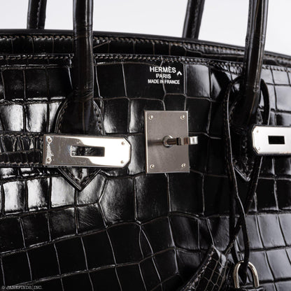 Hermes Birkin 35 Graphite Porosus Crocodile with Palladium Hardware - 2014, R Square