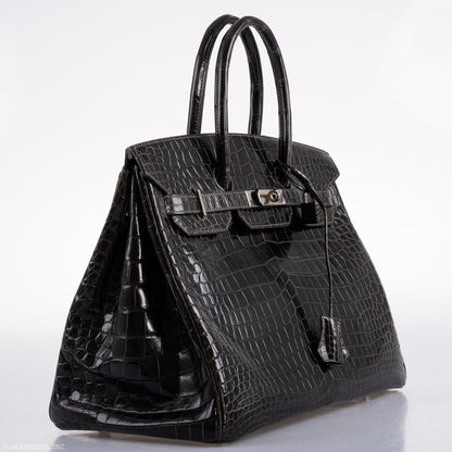 Hermes Birkin 35 Graphite Porosus Crocodile with Palladium Hardware - 2014, R Square