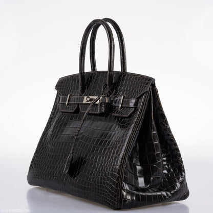 Hermes Birkin 35 Graphite Porosus Crocodile with Palladium Hardware - 2014, R Square