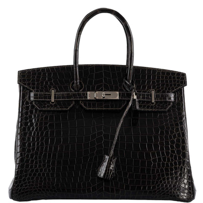 Hermes Birkin 35 Graphite Porosus Crocodile with Palladium Hardware - 2014, R Square