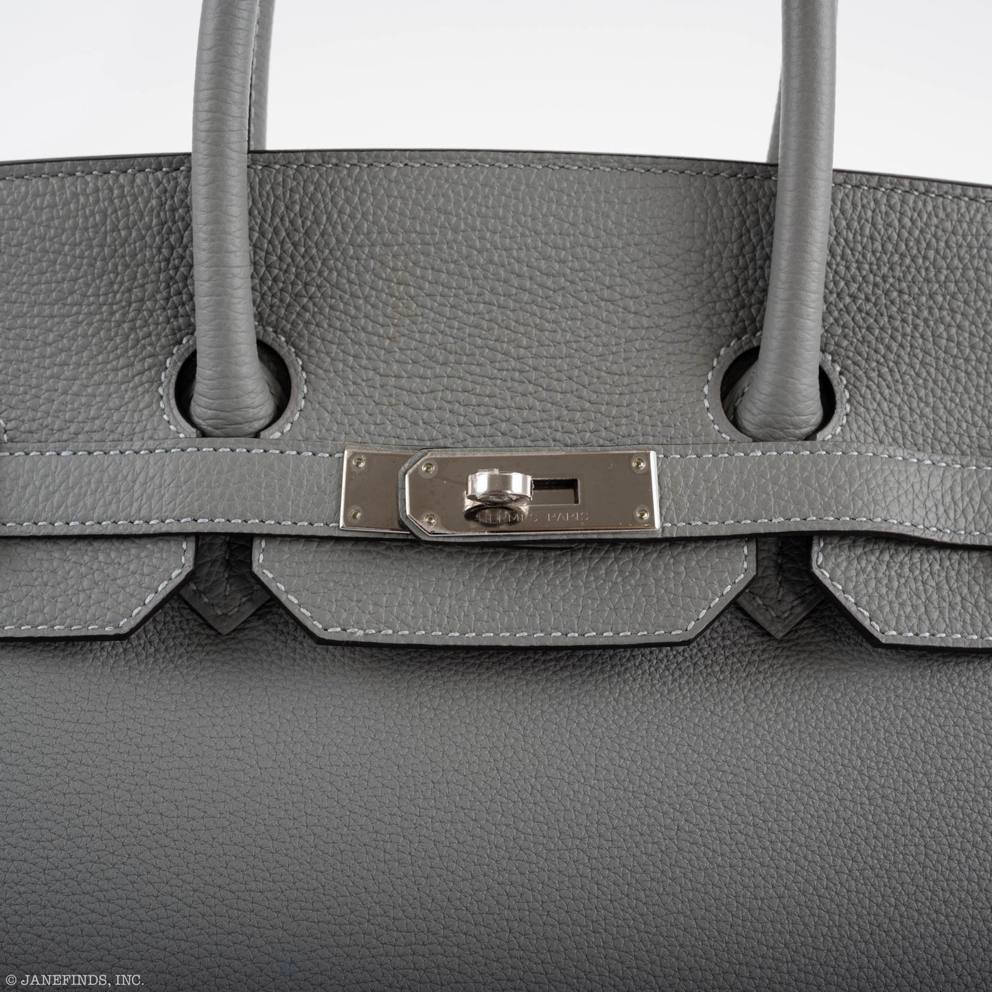 Hermes Birkin 35 Gris Mouette Verso Blue Agate Togo Palladium Hardware - 2016, X