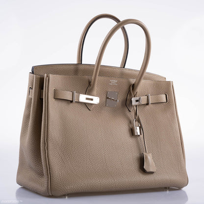 Hermes Birkin 35 Gris Tourterelle Togo with Palladium Hardware - 2009, M Square