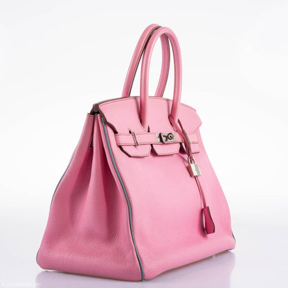 Hermes Birkin 35 HSS 5P Bubblegum Pink & Celeste Togo Palladium Hardware - 2011, Square O