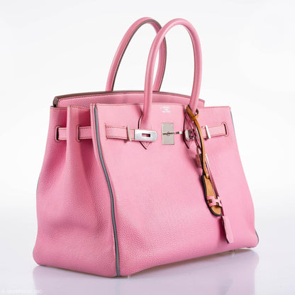 Hermes Birkin 35 HSS 5P Bubblegum Pink & Celeste Togo Palladium Hardware - 2011, Square O