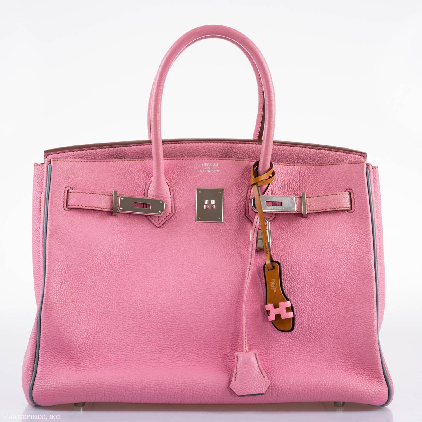 Hermes Birkin 35 HSS 5P Bubblegum Pink & Celeste Togo Palladium Hardware - 2011, Square O