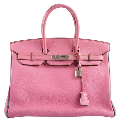 Hermes Birkin 35 HSS 5P Bubblegum Pink & Celeste Togo Palladium Hardware - 2011, Square O