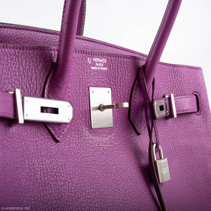 Hermes Birkin 35 HSS Cyclamen & Iris Chèvre Goatskin Brushed Palladium Hardware - 2009 M, Square