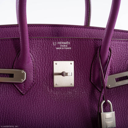 Hermes Birkin 35 HSS Cyclamen & Iris Chèvre Goatskin Brushed Palladium Hardware - 2009 M, Square