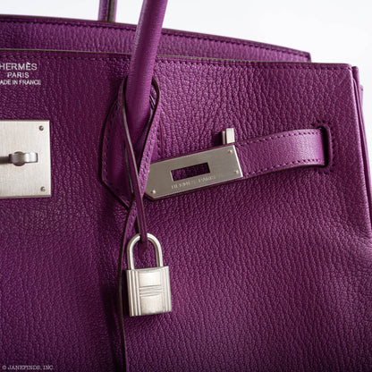 Hermes Birkin 35 HSS Cyclamen & Iris Chèvre Goatskin Brushed Palladium Hardware - 2009 M, Square