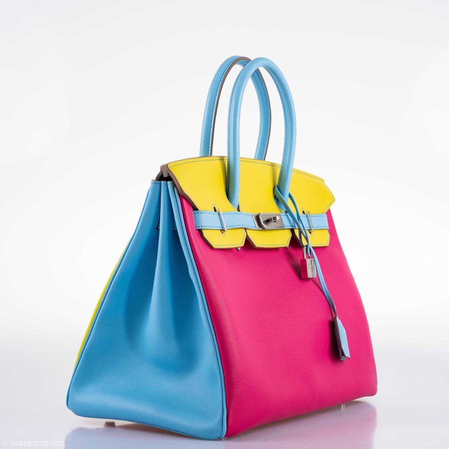 Hermes Birkin 35 HSS Rose Tyrien, Blue Celeste, Lime Epsom Palladium Hardware - 2011, O