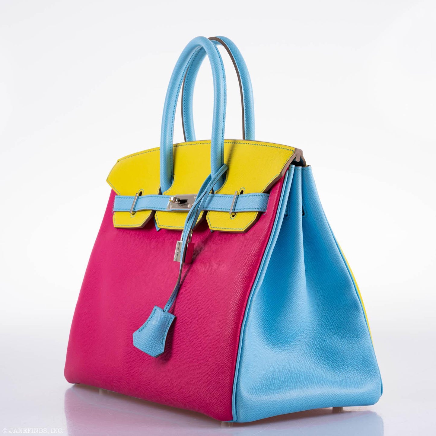 Hermes Birkin 35 HSS Rose Tyrien, Blue Celeste, Lime Epsom Palladium Hardware - 2011, O