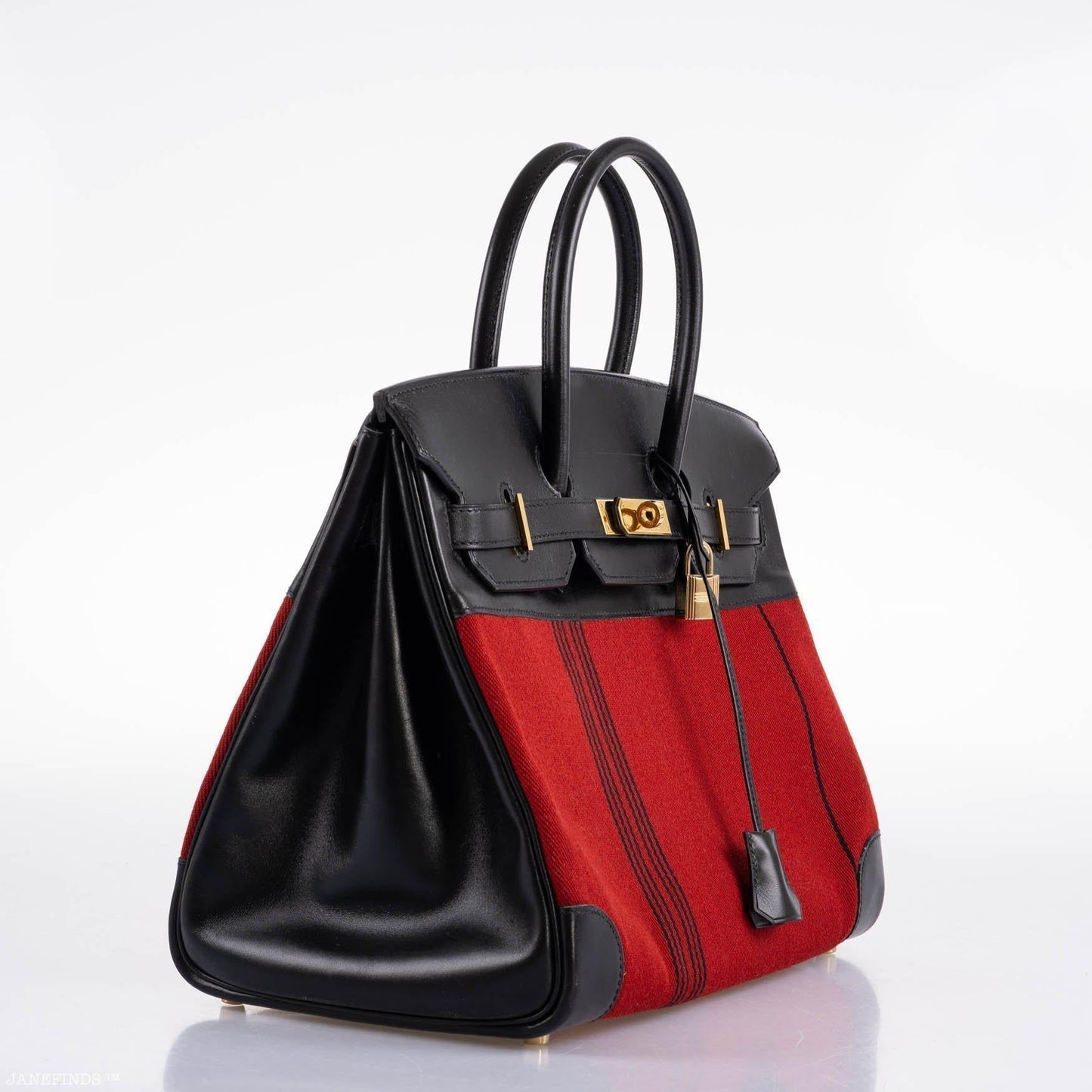 Hermes Birkin 35 Red Potamos Canvas & Black Box with Gold Hardware - 2006, J Square