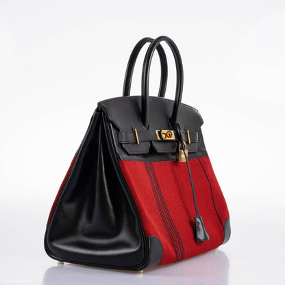 Hermes Birkin 35 Red Potamos Canvas & Black Box with Gold Hardware - 2006, J Square